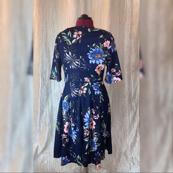 Vint@ge Future XL Blue Floral Flowy Sun Dress - Picture 3 of 3